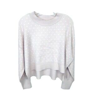 Pink Rose Junior's Pink  Cute Heart Print Oversized Cropped Pullover Sweater L